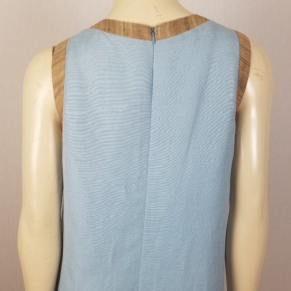 Vintage Geary Roark sleeveless blue and brown‎ shift dress size S - Picture 5 of 8